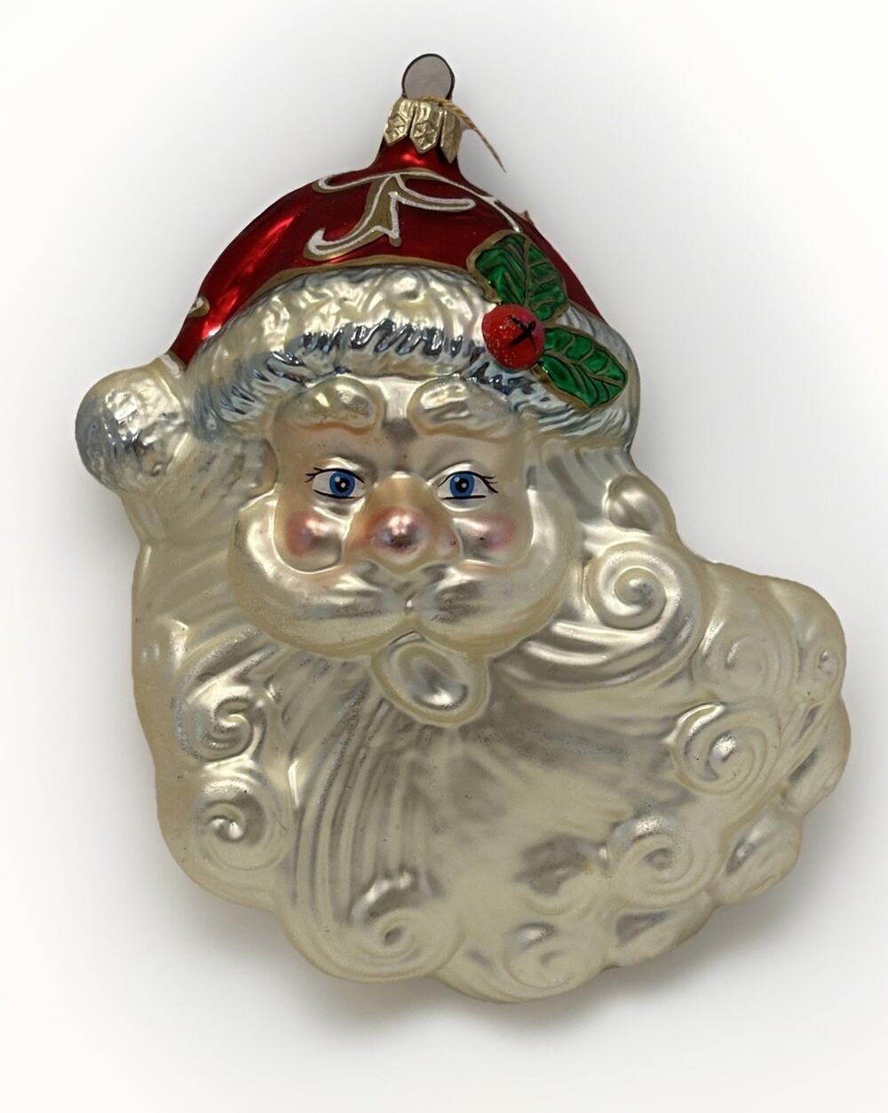 Kurt Adler North Wind Santa Head Glass Christmas Ornament 6” RETIRED Polonaise